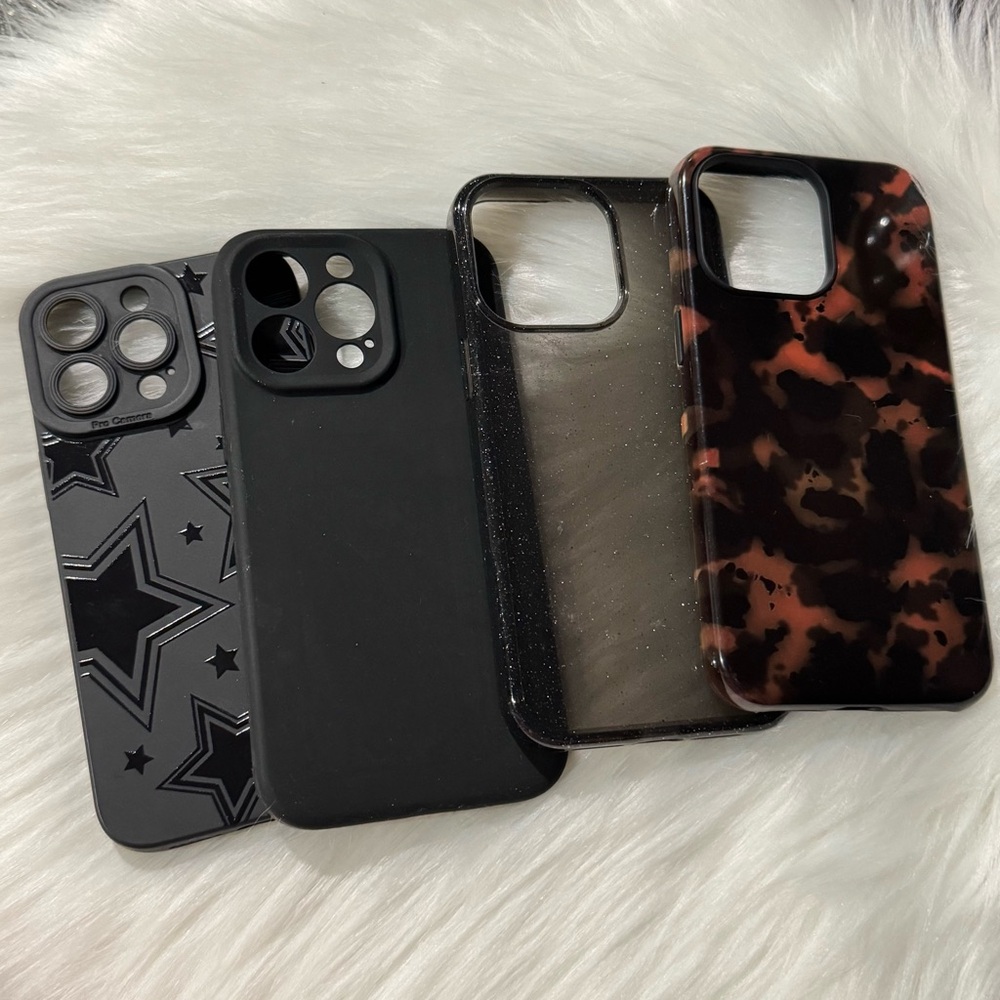 Bundle of 4 Black Style iPhone 15 Pro Max Cases